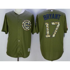MLB Chicago Cubs 17 Kris Bryant Retired Green Salute to Service Cool Base Baseball Men Jersey
