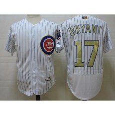MLB Chicago Cubs 17 Kris Bryant White World Series Champions Gold Stitched Majestic 2016 Flex Base Men Jersey