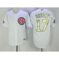 MLB Chicago Cubs 17 Kris Bryant White World Series Champions Gold Stitched Majestic 2017 Cool Base Men Jersey