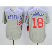 MLB Chicago Cubs 18 Ben Zobrist Gray Road Stitched 2016 Majestic Flex Base Men Jersey