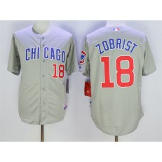 MLB Chicago Cubs 18 Ben Zobrist Gray Road Stitched 2016 Majestic Flex Base Men Jersey