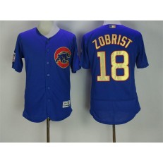 MLB Chicago Cubs 18 Ben Zobrist Royal Blue World Series Champions Gold Stitched Majestic 2017 Flex Base Men Jersey