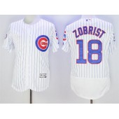MLB Chicago Cubs 18 Ben Zobrist White Home 100th Anniversary 2016 Flexbase Majestic Baseball Men Jersey