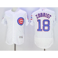 MLB Chicago Cubs 18 Ben Zobrist White Home 100th Anniversary 2016 Flexbase Majestic Baseball Men Jersey