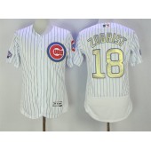 MLB Chicago Cubs 18 Ben Zobrist White World Series Champions Gold Stitched Majestic 2016 Flex Base Men Jersey