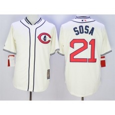 MLB Chicago Cubs 21 Sammy Sosa Cream 1929 Majestic Cooperstown Collection Throwback Men Jersey