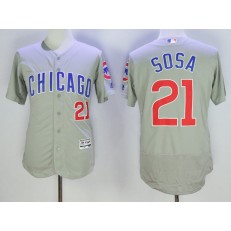 MLB Chicago Cubs 21 Sammy Sosa Gray Road Stitched 2016 Majestic Flex Base Men Jersey