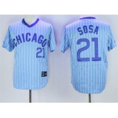 MLB Chicago Cubs 21 Sammy Sosa Light Blue Pullover 1988 Cooperstown Collection Stitched Men Jersey