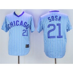 MLB Chicago Cubs 21 Sammy Sosa Light Blue Pullover 1988 Cooperstown Collection Stitched Men Jersey