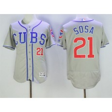 MLB Chicago Cubs 21 Sammy Sosa Retired Gray CUBS Stitched 2016 Majestic Flex Base Men Jersey