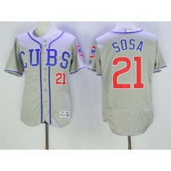 MLB Chicago Cubs 21 Sammy Sosa Retired Gray CUBS Stitched 2016 Majestic Flex Base Men Jersey