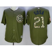 MLB Chicago Cubs 21 Sammy Sosa Retired Green Salute to Service Cool Base Baseball Men Jersey