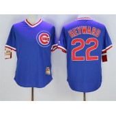 MLB Chicago Cubs 22 Jason Heyward Blue Throwback Cool Base Men Jersey