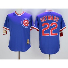 MLB Chicago Cubs 22 Jason Heyward Blue Throwback Cool Base Men Jersey