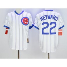 MLB Chicago Cubs 22 Jason Heyward White Pullover Majestic Cooperstown Collection Throwback Men Jersey