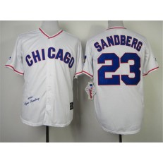 MLB Chicago Cubs 23 Ryne Sandberg 1988 White Throwback Men Jersey