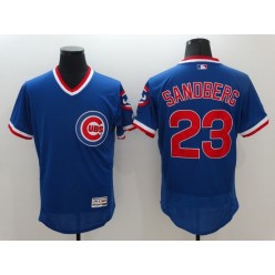 MLB Chicago Cubs 23 Ryne Sandberg Blue Pullover 2016 Flex Base Majestic Stitched Men Jersey