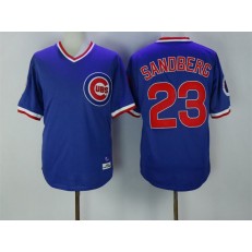 MLB Chicago Cubs 23 Ryne Sandberg Blue Throwback Cool Base Men Jersey