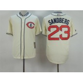 MLB Chicago Cubs 23 Ryne Sandberg Cream 1929 Majestic Cooperstown Collection Throwback Men Jersey
