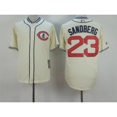 MLB Chicago Cubs 23 Ryne Sandberg Cream 1929 Majestic Cooperstown Collection Throwback Men Jersey