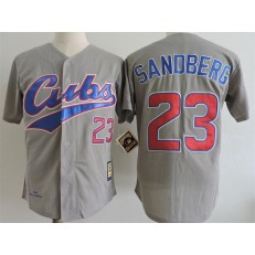MLB Chicago Cubs 23 Ryne Sandberg Gray Road 1994 Throwback Cooperstown Collection Stitched Mitchell & Ness Men Jersey