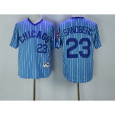 MLB Chicago Cubs 23 Ryne Sandberg Light Blue Pullover 1988 Cooperstown Collection Stitched Men Jersey
