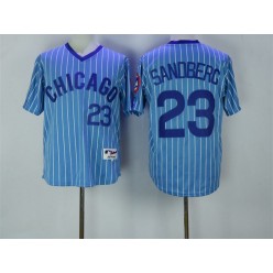 MLB Chicago Cubs 23 Ryne Sandberg Light Blue Pullover 1988 Cooperstown Collection Stitched Men Jersey