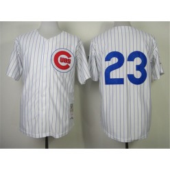 MLB Chicago Cubs 23 Ryne Sandberg No Name 1984 White Throwback Men Jersey