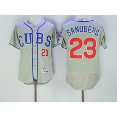 MLB Chicago Cubs 23 Ryne Sandberg Retired Gray CUBS Stitched 2016 Majestic Flex Base Men Jersey