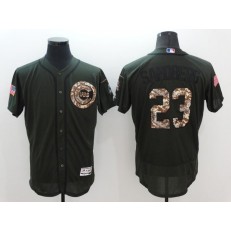 MLB Chicago Cubs 23 Ryne Sandberg Retired Green Salute to Service 2016 Flexbase Majestic Baseball Men Jersey