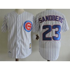MLB Chicago Cubs 23 Ryne Sandberg White 1990 Throwback Cooperstown Collection Stitched Mitchell & Ness Men Jersey