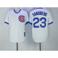 MLB Chicago Cubs 23 Ryne Sandberg White Pullover Majestic Cooperstown Collection Throwback Men Jersey