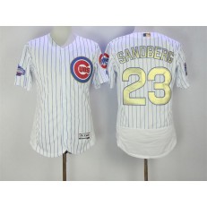 MLB Chicago Cubs 23 Ryne Sandberg White World Series Champions Gold Stitched Majestic 2016 Flex Base Men Jersey