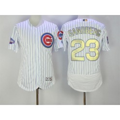 MLB Chicago Cubs 23 Ryne Sandberg White World Series Champions Gold Stitched Majestic 2016 Flex Base Men Jersey