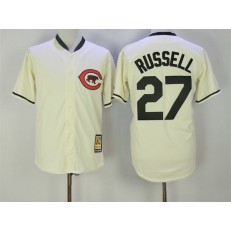 MLB Chicago Cubs 27 Addison Russell 2017 Cream Turn Back the Clock Stitched Majestic Cooperstown Collection Men Jersey