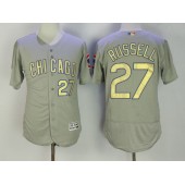 MLB Chicago Cubs 27 Addison Russell Gray World Series Champions Gold Stitched Majestic 2017 Flex Base Men Jersey