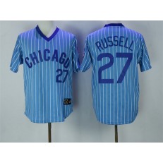 MLB Chicago Cubs 27 Addison Russell Light Blue Pullover 1988 Cooperstown Collection Stitched Men Jersey