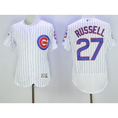 MLB Chicago Cubs 27 Addison Russell White Home 100th Anniversary 2016 Flexbase Majestic Baseball Men Jersey