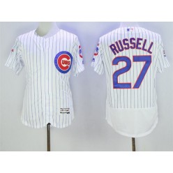MLB Chicago Cubs 27 Addison Russell White Home 100th Anniversary 2016 Flexbase Majestic Baseball Men Jersey