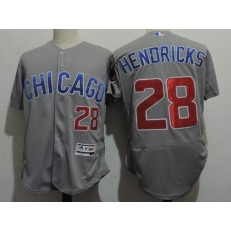 MLB Chicago Cubs 28 Kyle Hendricks Gray Road Stitched 2016 Majestic Flex Base Men Jersey