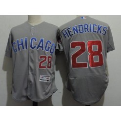 MLB Chicago Cubs 28 Kyle Hendricks Gray Road Stitched 2016 Majestic Flex Base Men Jersey