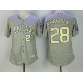 MLB Chicago Cubs 28 Kyle Hendricks Gray World Series Champions Gold Stitched Majestic 2017 Flex Base Men Jersey