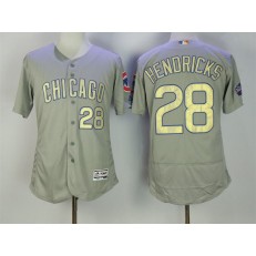 MLB Chicago Cubs 28 Kyle Hendricks Gray World Series Champions Gold Stitched Majestic 2017 Flex Base Men Jersey