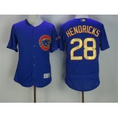 MLB Chicago Cubs 28 Kyle Hendricks Royal Blue World Series Champions Gold Stitched Majestic 2017 Flex Base Men Jersey