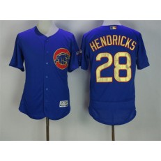MLB Chicago Cubs 28 Kyle Hendricks Royal Blue World Series Champions Gold Stitched Majestic 2017 Flex Base Men Jersey