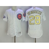 MLB Chicago Cubs 28 Kyle Hendricks White World Series Champions Gold Stitched Majestic 2016 Flex Base Men Jersey