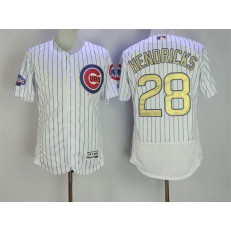 MLB Chicago Cubs 28 Kyle Hendricks White World Series Champions Gold Stitched Majestic 2016 Flex Base Men Jersey