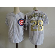 MLB Chicago Cubs 28 Kyle Hendricks White World Series Champions Gold Stitched Majestic 2017 Cool Base Men Jersey