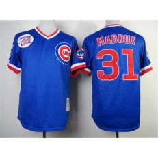 MLB Chicago Cubs 31 Greg Maddux 1984 Blue Throwback Men Jersey