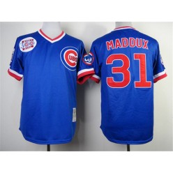 MLB Chicago Cubs 31 Greg Maddux 1984 Blue Throwback Men Jersey